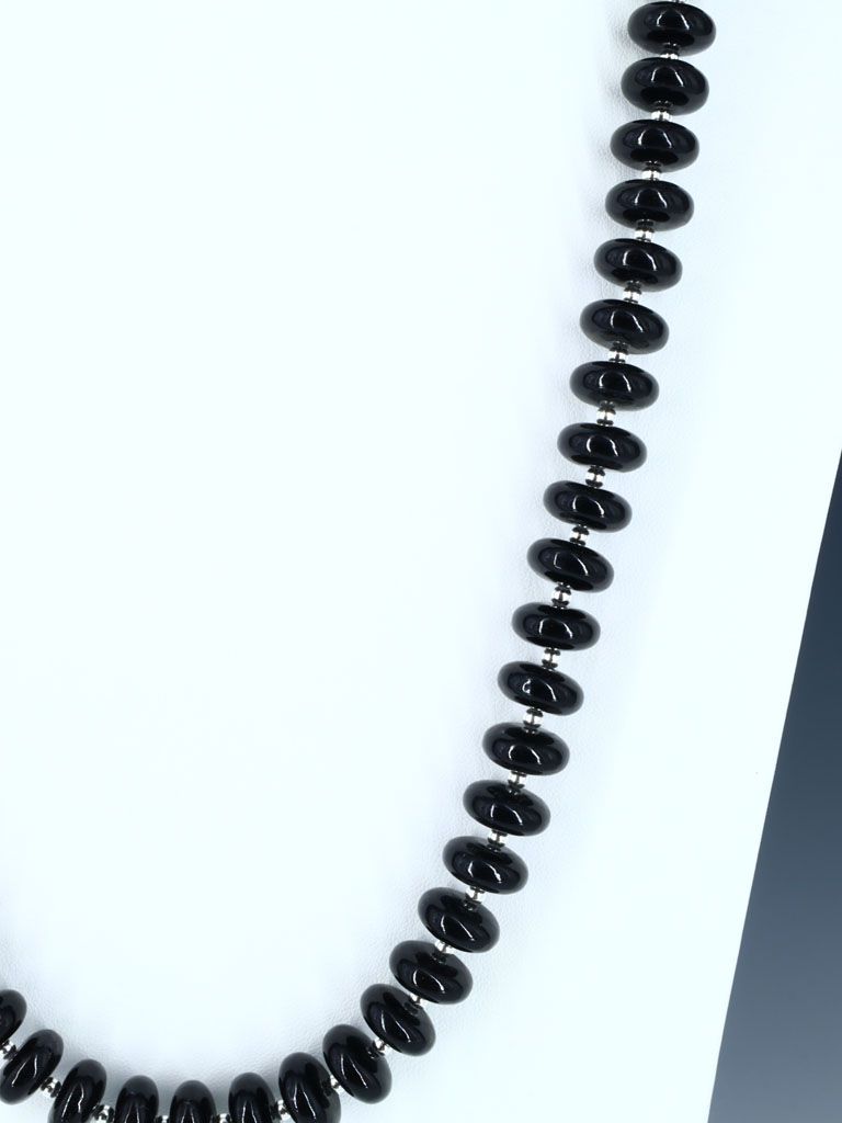Navajo Onyx Single Strand Beaded Necklace - PuebloDirect.com