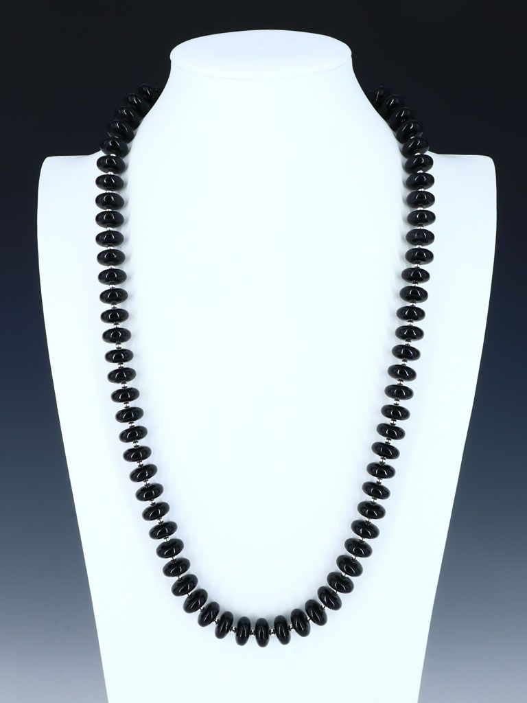 Navajo Onyx Single Strand Beaded Necklace - PuebloDirect.com