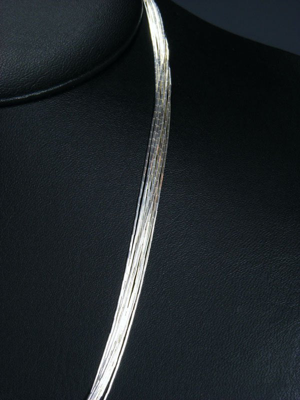 10 Strand Liquid Silver Necklace 20" - PuebloDirect.com