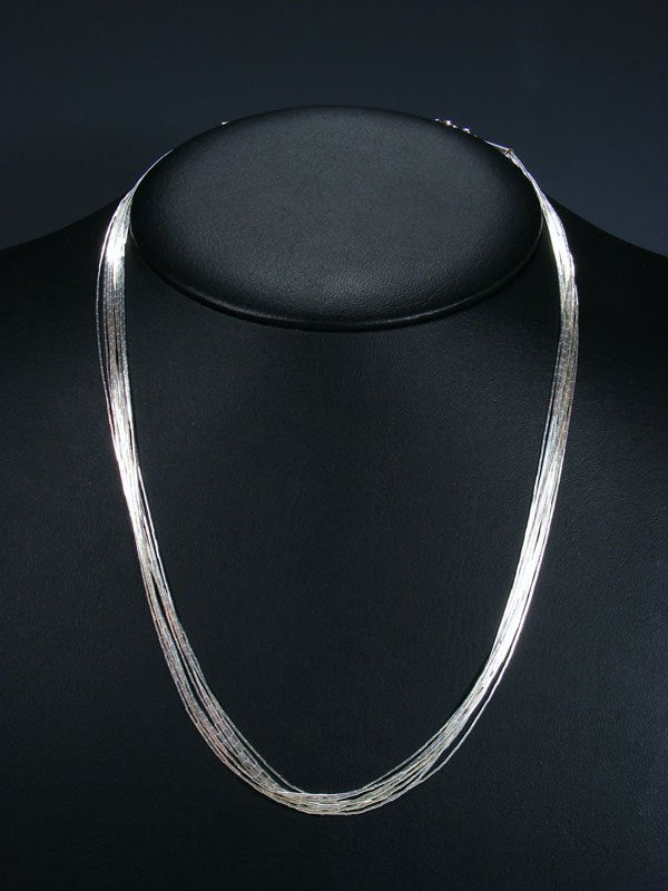 10 Strand Liquid Silver Necklace 20" - PuebloDirect.com