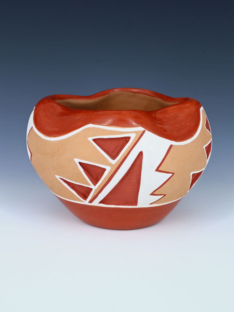 Carved Ohkay Owingeh Hand Made Pottery Bowl - PuebloDirect.com