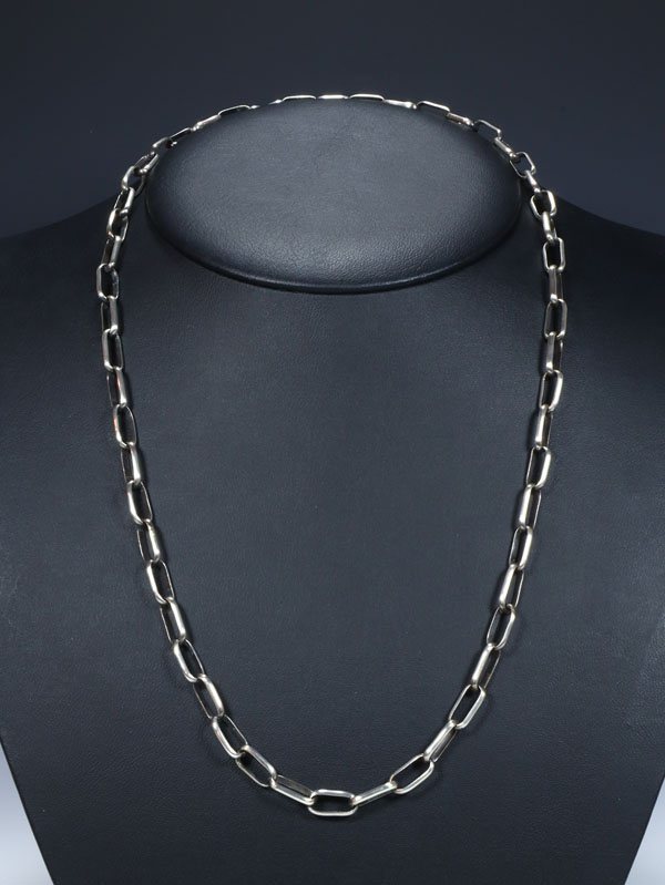 Navajo 24" Handmade Sterling Silver Link Chain Necklace - PuebloDirect.com