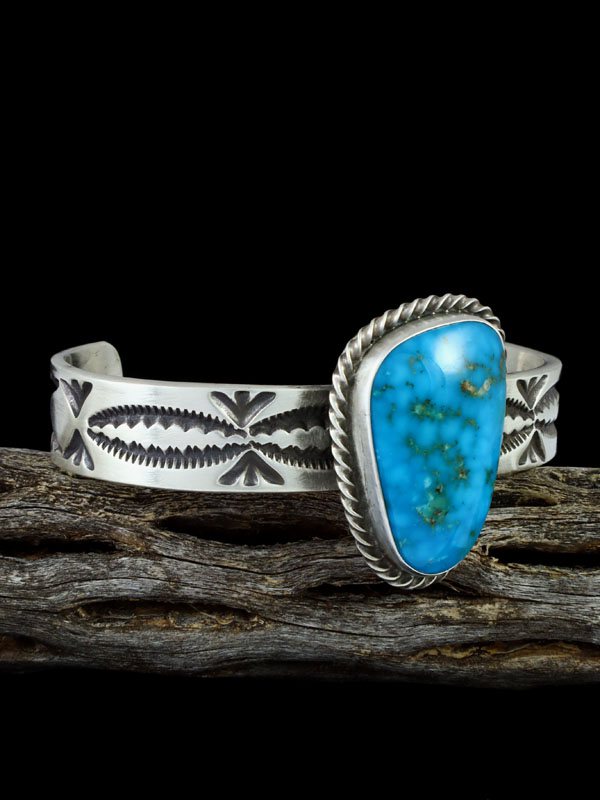 Navajo Turquoise Sterling Silver Cuff Bracelet - PuebloDirect.com