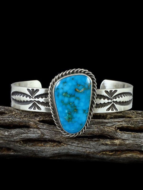 Navajo Turquoise Sterling Silver Cuff Bracelet - PuebloDirect.com