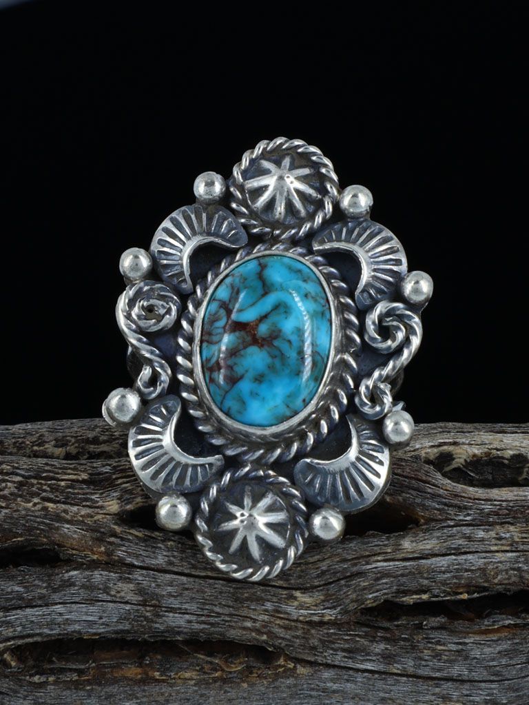 Sterling Silver Egyptian Turquoise Ring, Size 7 1/2 - PuebloDirect.com