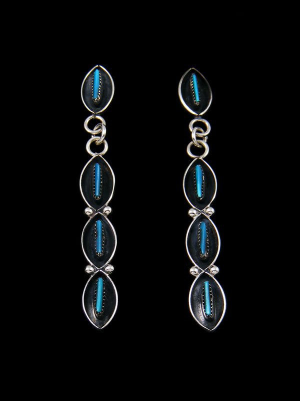 Native American Jewelry Turquoise Post Zuni Earrings - PuebloDirect.com