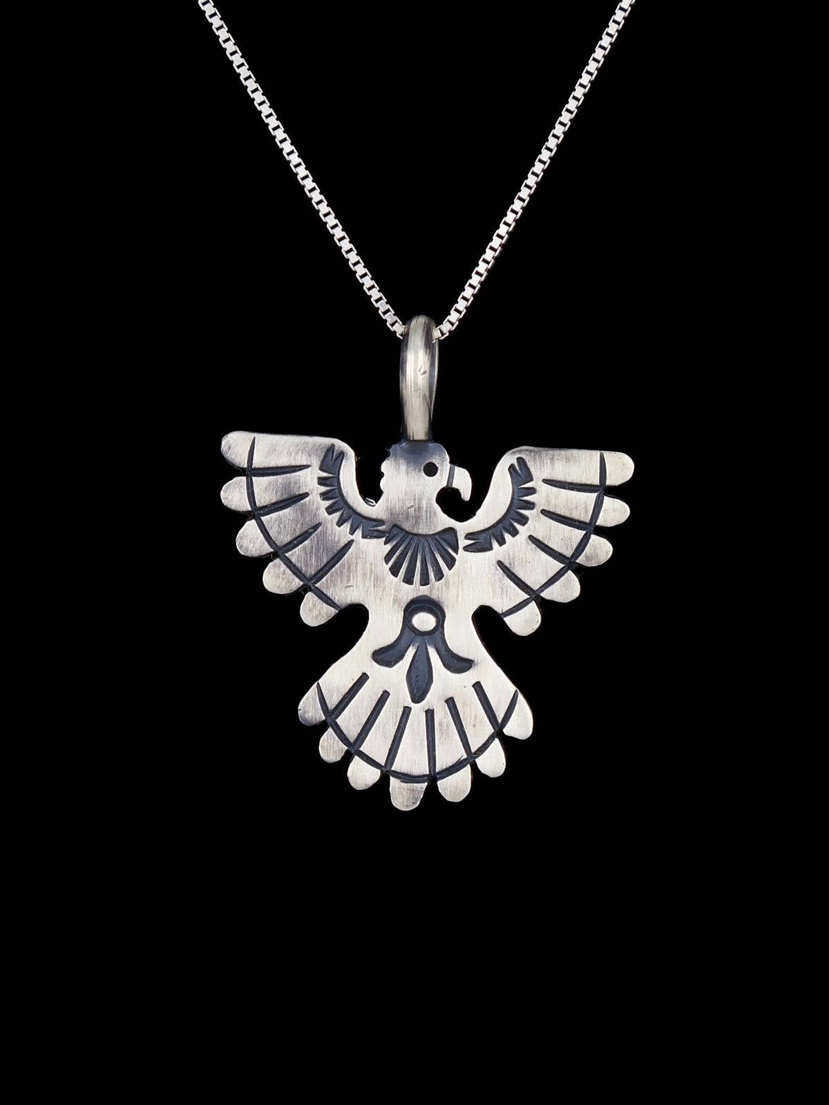 Native American Jewelry Sterling Silver Eagle Pendant - PuebloDirect.com