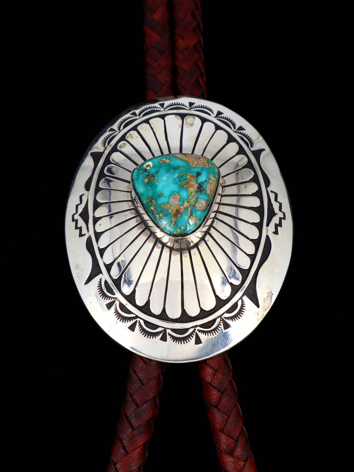 Native American Sterling Silver Royston Turquoise Bolo Tie