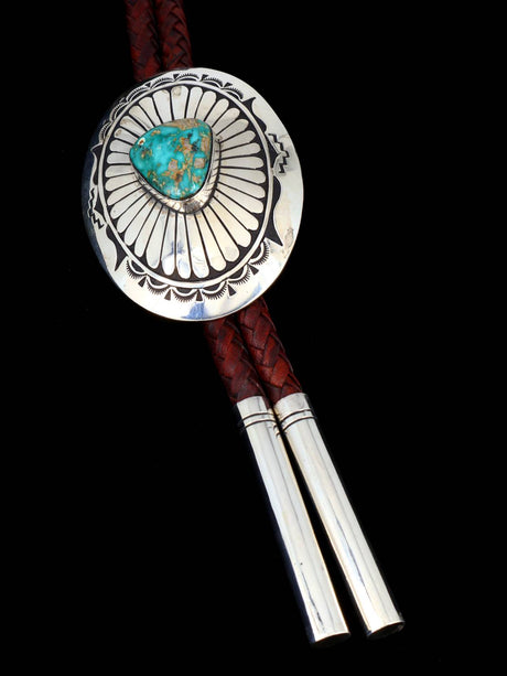 Native American Sterling Silver Royston Turquoise Bolo Tie