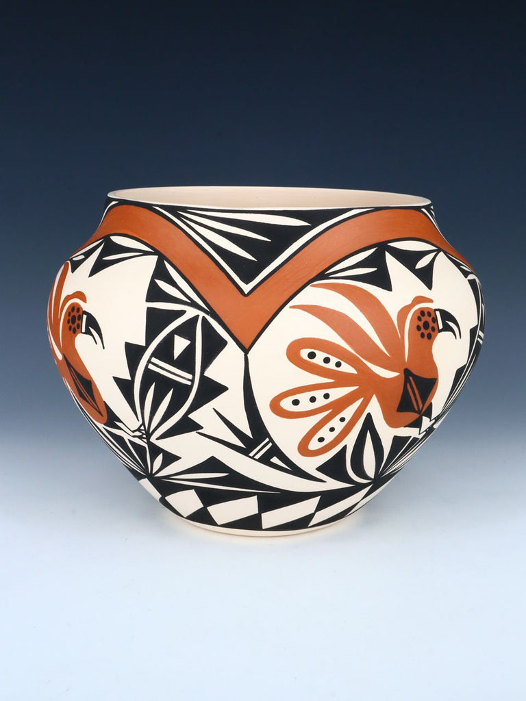 Acoma Pueblo Parrot Hand Painted Pottery Bowl - PuebloDirect.com