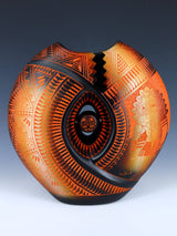 Acoma Pueblo Etched Kachina Dancer Pillow Pot - PuebloDirect.com