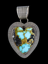 Native American Cold Chisel Blue Moon Turquoise Heart Pendant - PuebloDirect.com