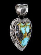 Native American Cold Chisel Blue Moon Turquoise Heart Pendant - PuebloDirect.com