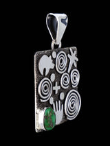 Navajo Sterling Silver Sonoran Gold Turquoise Petroglyph Pendant - PuebloDirect.com