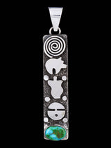 Navajo Sterling Silver Sonoran Gold Turquoise Petroglyph Pendant - PuebloDirect.com