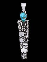 Navajo Sterling Silver Sonoran Gold Turquoise Petroglyph Pendant - PuebloDirect.com