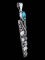Navajo Sterling Silver Sonoran Gold Turquoise Petroglyph Pendant - PuebloDirect.com