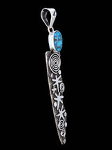 Navajo Sterling Silver Egyptian Turquoise Petroglyph Pendant - PuebloDirect.com