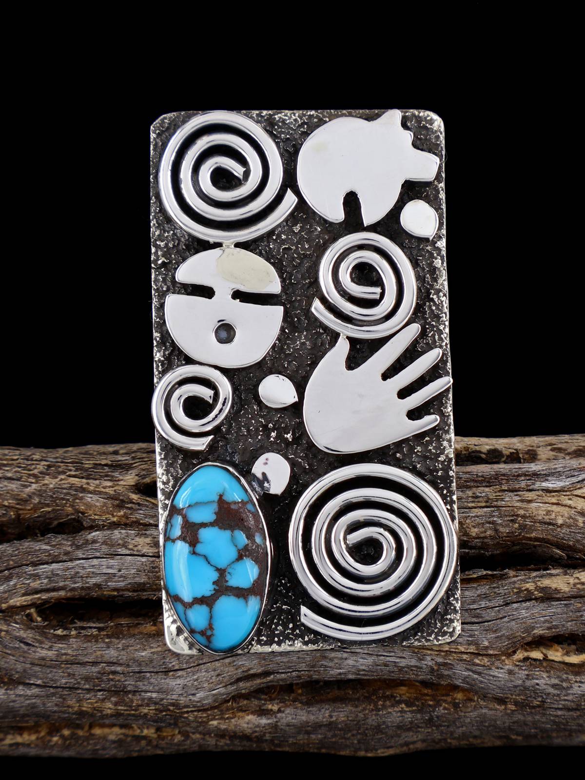 Navajo Egyptian Turquoise Petroglyph Ring, Size 9 3/4 - PuebloDirect.com