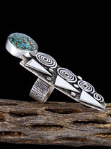 Navajo Kingman Turquoise Petroglyph Ring, Size 8 3/4 - PuebloDirect.com