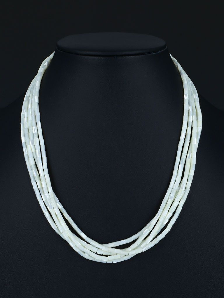 Native American Five Strand Mother of Pearl Necklace - PuebloDirect.com