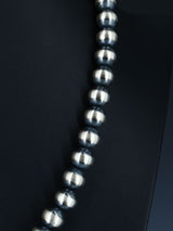 12mm Native American Sterling Silver Beaded Necklace, Multiple Lengths - PuebloDirect.com