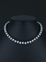 8mm Native American Sterling Silver Beaded Necklace, Multiple Lengths - PuebloDirect.com