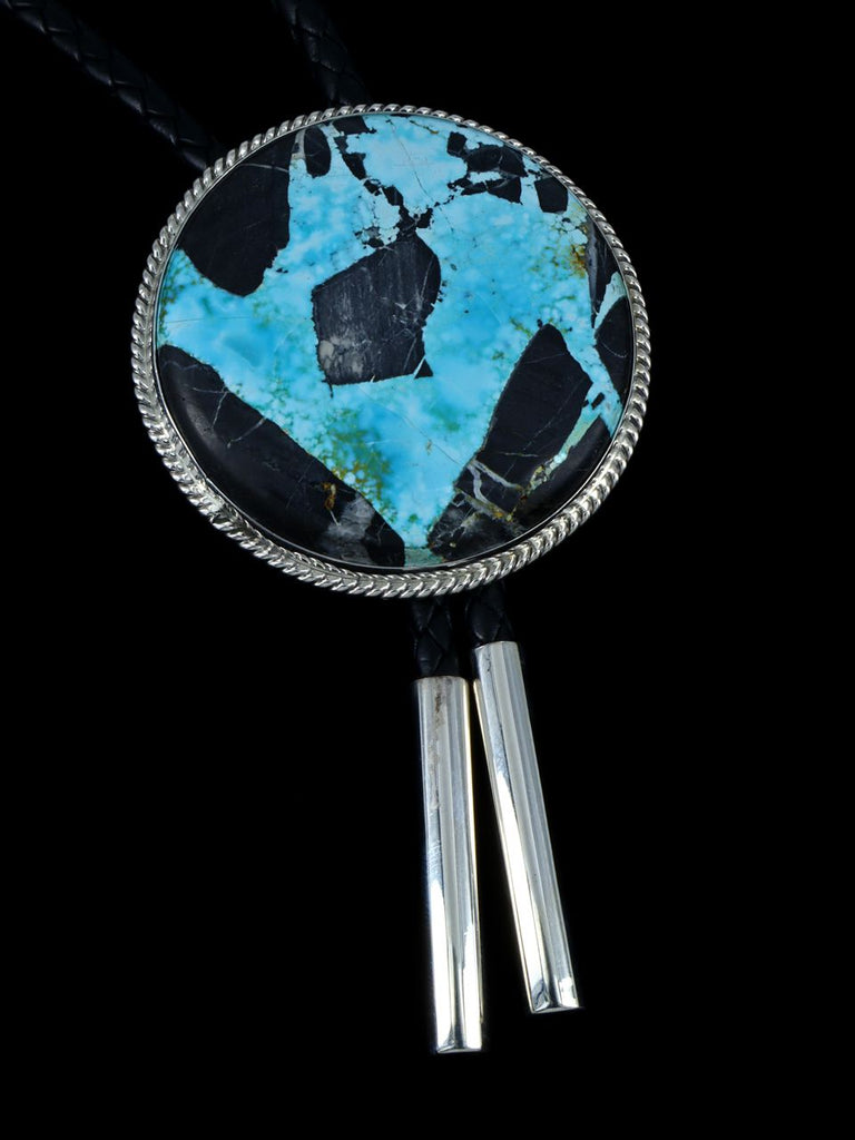 Native American Sterling Silver Blue Moon Turquoise Bolo Tie - PuebloDirect.com