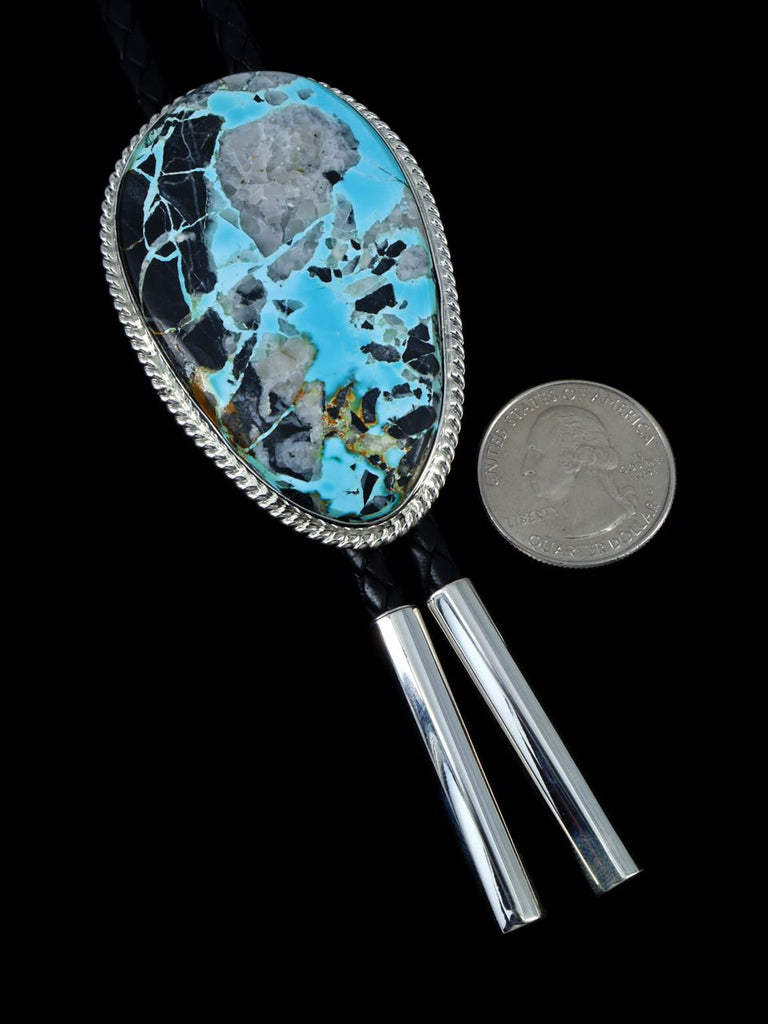 Native American Sterling Silver Blue Moon Turquoise Bolo Tie - PuebloDirect.com