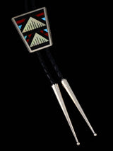 Zuni Pueblo Inlay Turquoise and Coral Inlay Bolo Tie