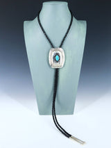 Navajo Sterling Silver Turquoise Shadowbox Bolo Tie
