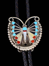 Zuni Pueblo Inlay Butterfly Bolo Tie