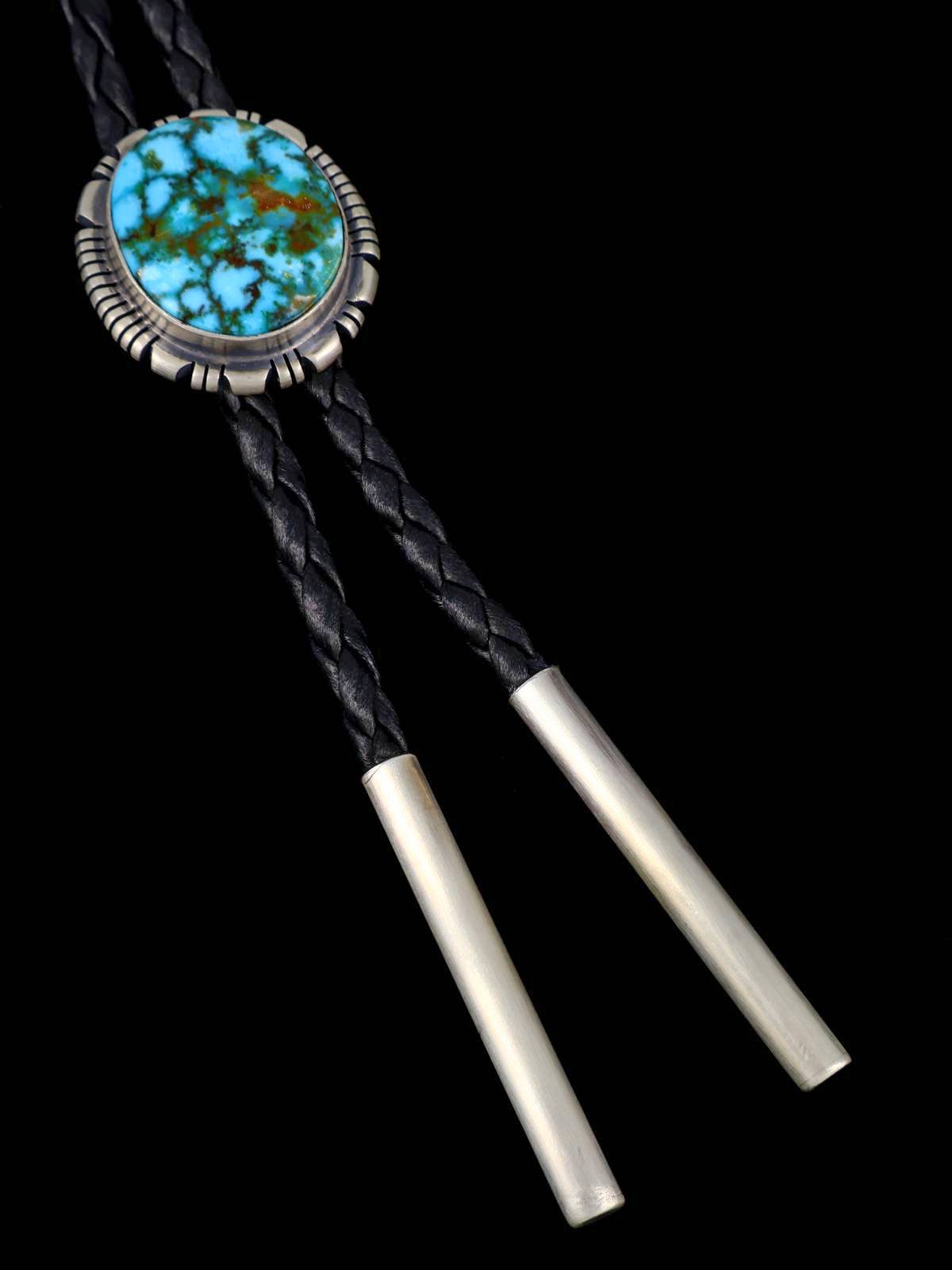 Corbata bolo de plata de ley nativa americana Golden Hill turquesa