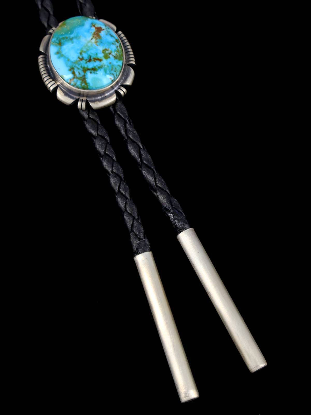 Corbata bolo de plata de ley nativa americana Golden Hill turquesa