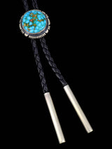 Corbata bolo de plata de ley nativa americana Golden Hill turquesa