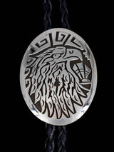 Cravate bolo amérindienne en argent sterling avec ours superposé