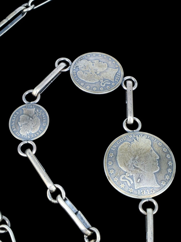 Native American Jewelry Silver Coin Link Necklace - PuebloDirect.com