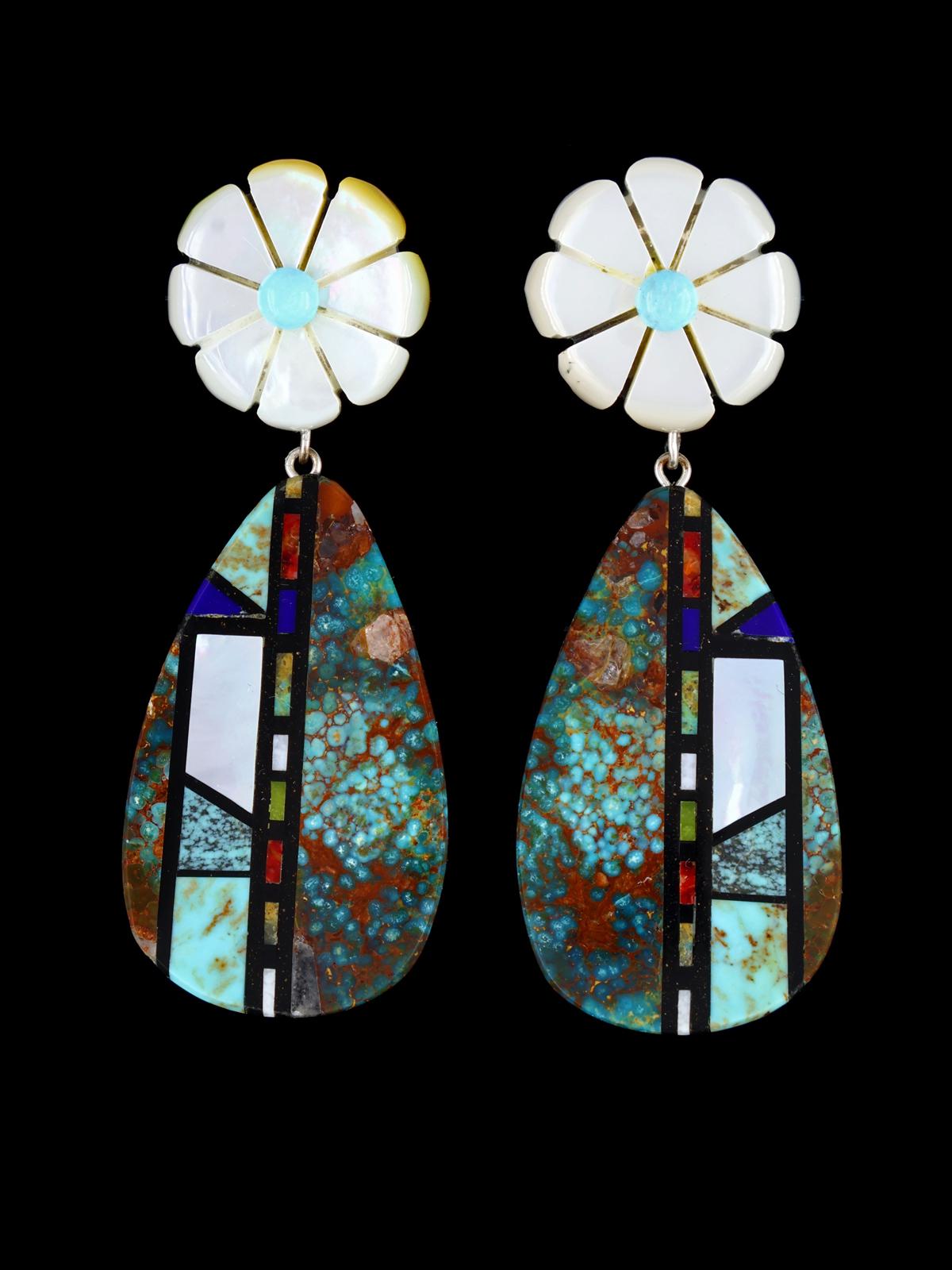 Pendientes colgantes con mosaico y poste con incrustaciones de Santo Domingo