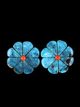 Santo Domingo Post Turquoise Flower Earrings