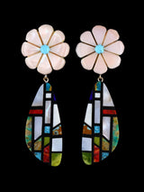 Pendientes colgantes con mosaico y poste con incrustaciones de Santo Domingo