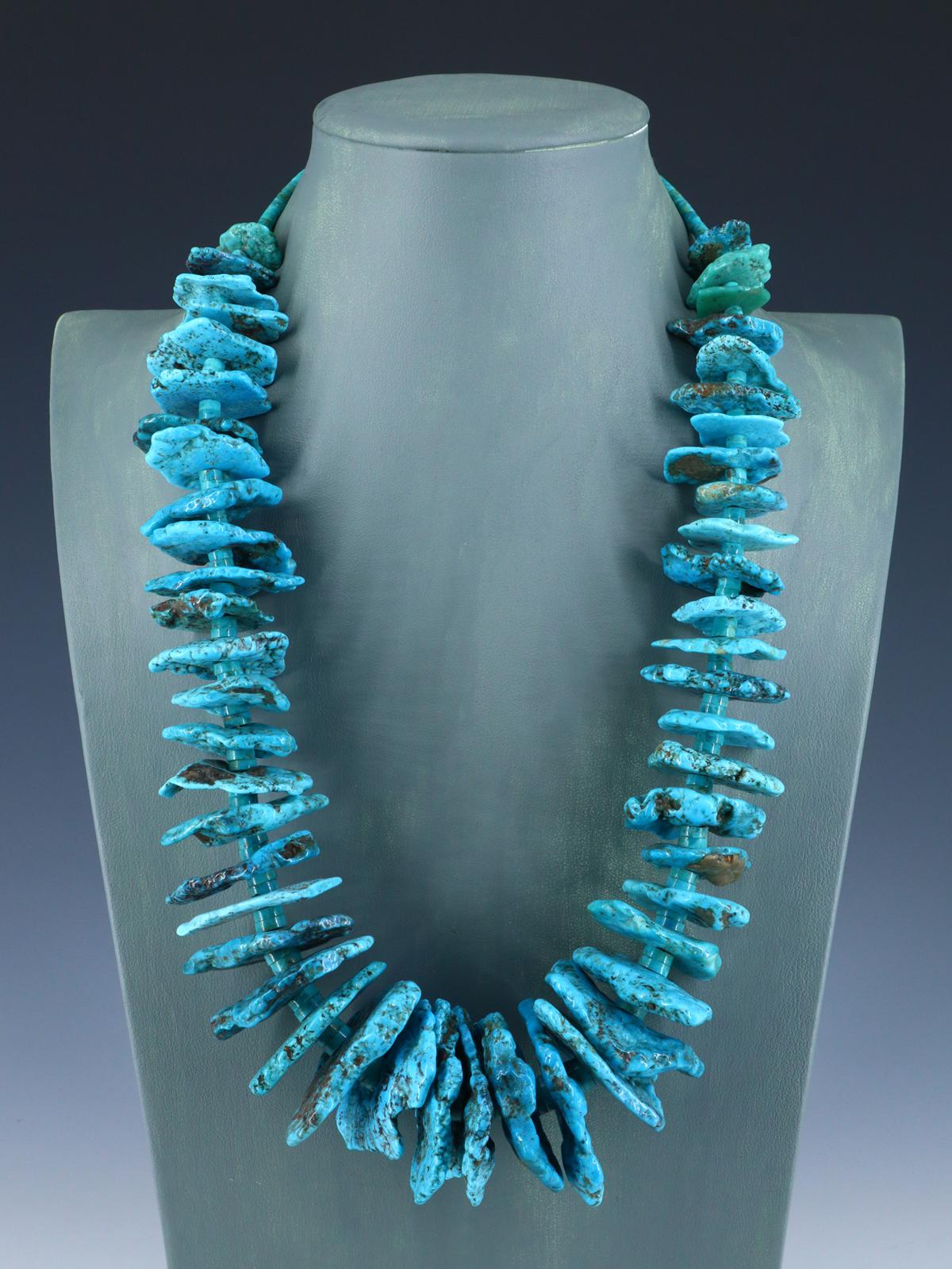 Large Native American Jewelry Single Strand Turquoise Necklace - PuebloDirect.com