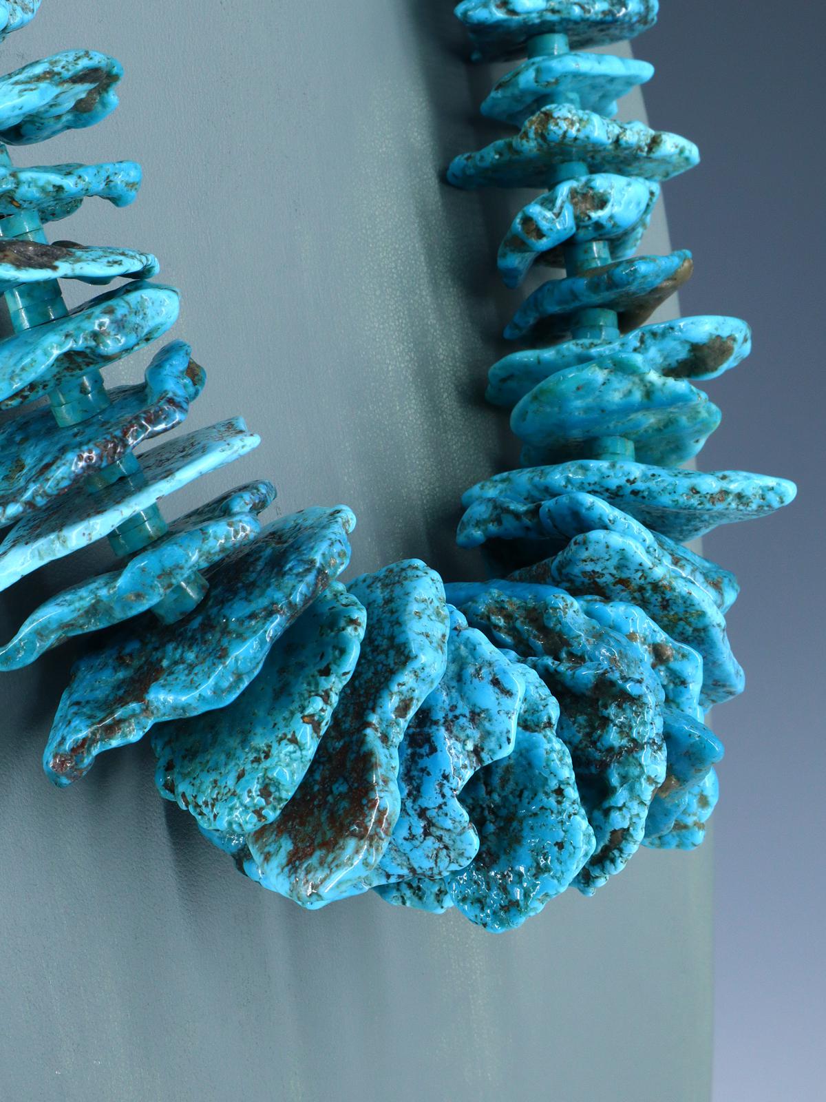 Large Native American Jewelry Single Strand Turquoise Necklace - PuebloDirect.com