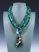 Collar turquesa con incrustaciones de mosaico de Santo Domingo nativo americano