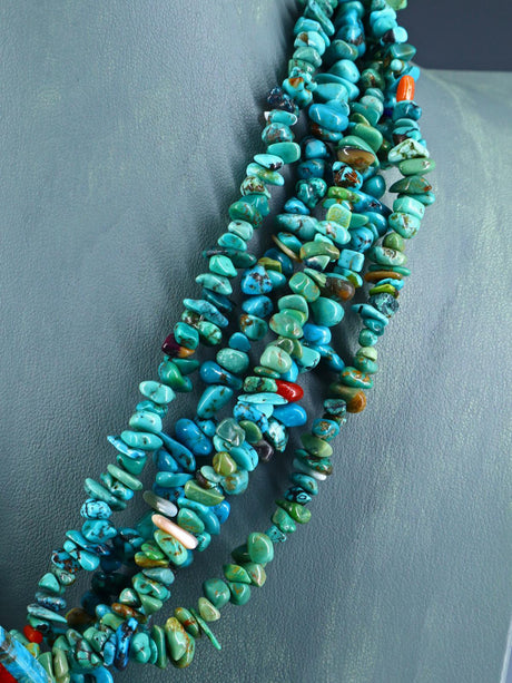 Collar turquesa con incrustaciones de mosaico de Santo Domingo nativo americano