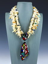 Collar turquesa con incrustaciones de mosaico de Santo Domingo nativo americano