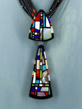 Collar turquesa con incrustaciones de mosaico de Santo Domingo nativo americano