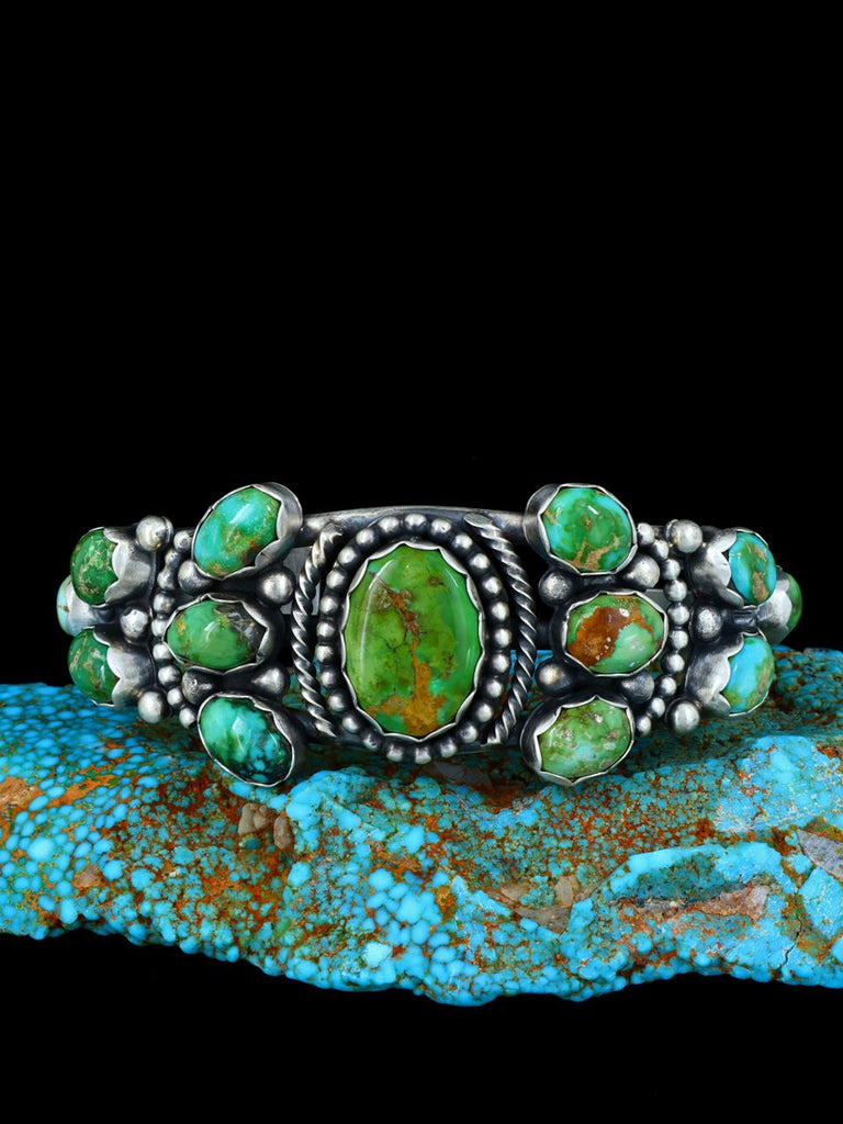 Native American Sterling Silver Sonoran Gold Turquoise Bracelet - PuebloDirect.com