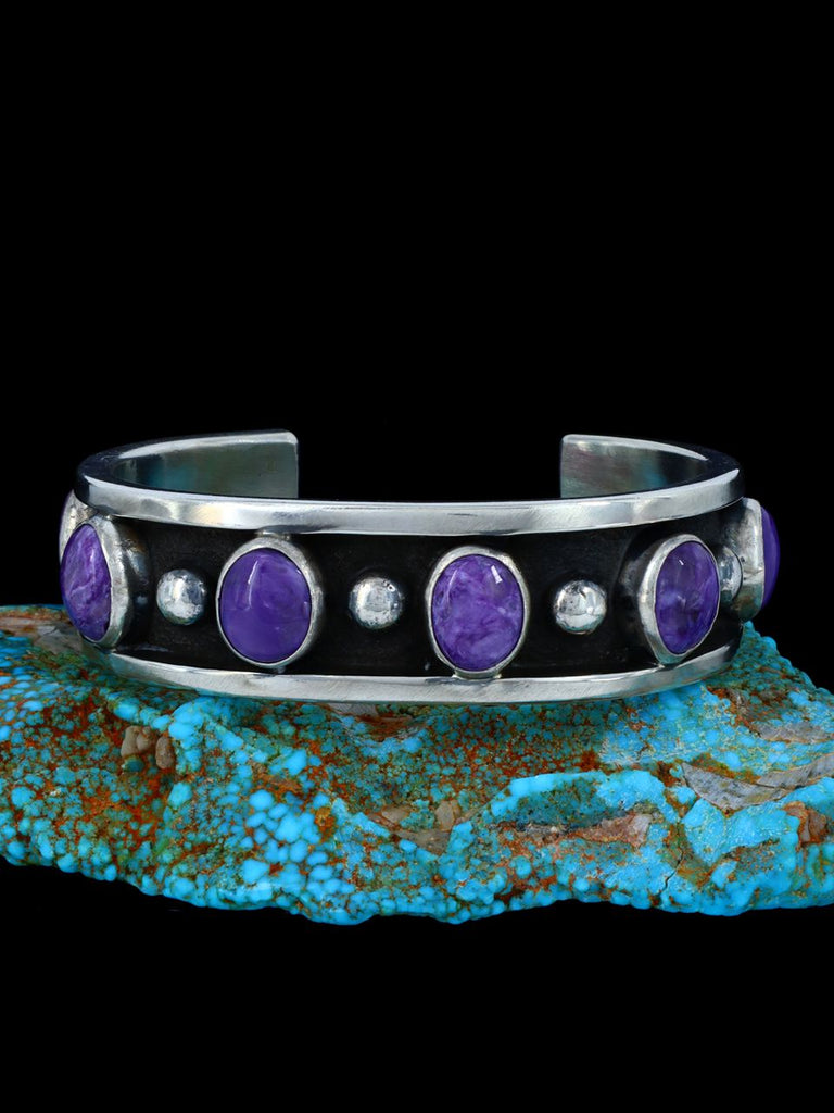 Native American Heavy Purple Charoite Cuff Bracelet - PuebloDirect.com
