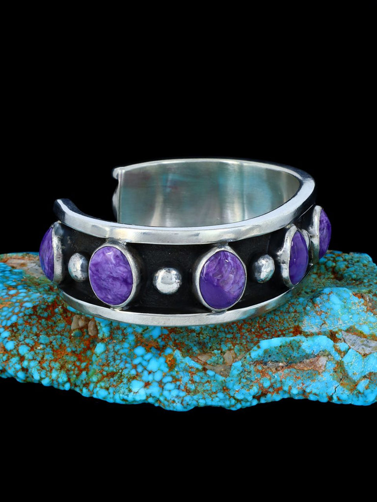 Native American Heavy Purple Charoite Cuff Bracelet - PuebloDirect.com
