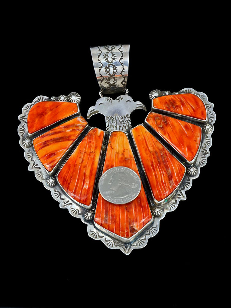 Extra Large Native American Jewelry Spiny Oyster Thunderbird Pendant - PuebloDirect.com